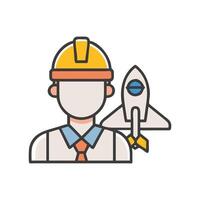 Engineer with Rocket, Technology and Construction concept icon vector