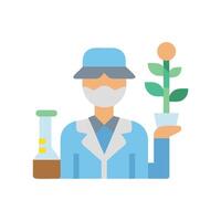 Scientist with plant and flask in lab, illustration vector