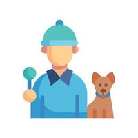 Man with dog flat illustration design vector