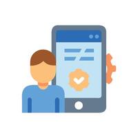 User mobile app development and configuration icon concept vector