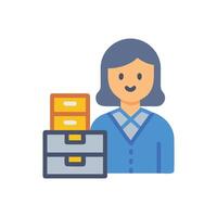 Happy worker with filing cabinets icon illustration vector