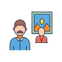 Man and his art gallery painting portrait drawing vector