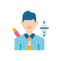 Flat Icon of Scientist Researcher with Microscope vector