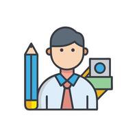 Architect, Designer, Engineer Icon on Black Background vector