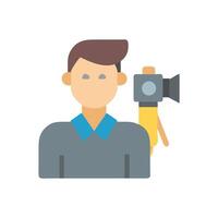 Man with Camera Flat Icon on Black Background vector