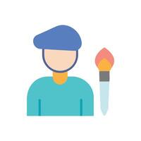 Artist with paintbrush icon on black background vector