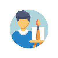 Flat Icon of an Artist With a Painting vector