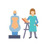 Female artist creating a sculpture, art studio setting vector