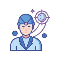Astronaut icon with target for space exploration goals vector