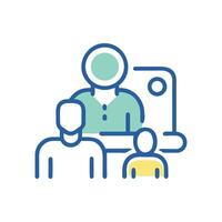 Training session icon instructor and students learning presentation vector