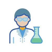 Cartoon Scientist with Erlenmeyer Flask Icon on Black vector