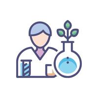 Science icon scientist with plant in laboratory glassware vector