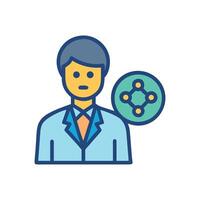 Data analysis expert illustration icon, data connection metaphor vector