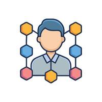 Connected Person Icon Networking, Communication, Information Flow vector