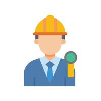 Construction Worker with Hard Hat and Testing Tool Icon vector