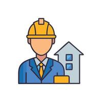 Architect or Engineer Icon with Building Design vector