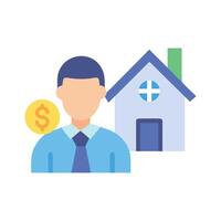 Real Estate Agent Illustration with House and Coin vector