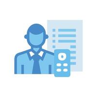 Blue Man with Document and Remote Control Icon vector