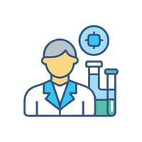 Scientist with Beakers Icon for Research and Development vector