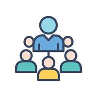 Colorful team management hierarchy icon on black background vector
