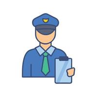 Policeman with clipboard icon, law enforcement and security concept vector