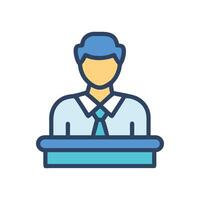 Man at Podium, Presentation Icon, Lecture or Speaking vector