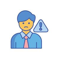 Concerned Businessman Alert Icon, Error Notification, Risk Management vector