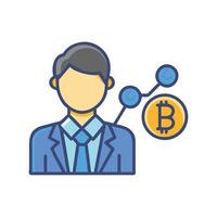 Bitcoin consultant icon with graph analytics and business vector