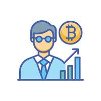 Bitcoin Investments Man with rising Bitcoin Chart vector