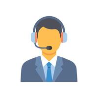 Customer service representative with headset isolated on black background vector