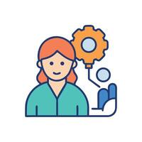 Woman with gear management, innovation, and problem solving skills vector