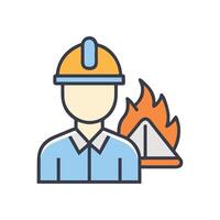 Firefighter hero icon with fire in the background vector