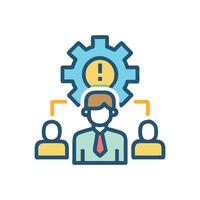 Management team with cog, risk assessment and human resources vector