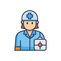 Icon of female doctor with first aid kit vector
