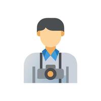 Flat Icon of a Photographer with Camera on Black vector