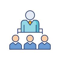 Organization chart with leader and subordinates on black vector