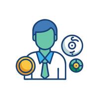 Investment manager with assets allocation strategy and planning vector
