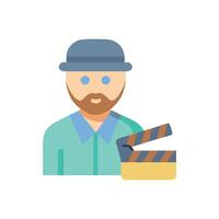 Filmmaker Icon with Clapperboard on Black Background vector