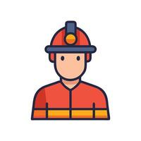 Cartoon Firefighter Graphic with Red Helmet, Isolated Icon vector