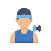 Woman doing exercise with a dumbbell in cartoon style vector