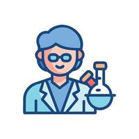 Scientist icon with flask and test tubes illustration vector