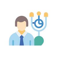 Project management icon with person and clock diagram vector