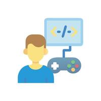Game Developer with Console and Coding Screen Illustration vector