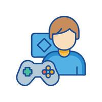 Gamer with Controller Icon on a Black Background vector