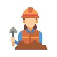 Female miner with pickaxe on black background image vector