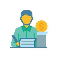Accounting and Finance Icon with Document and Coin vector