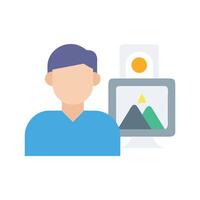 Graphic designer avatar working on a creative project vector