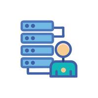 Server management concept with person icon and server stack vector