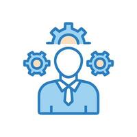 Business Person with Gears Automation, Efficiency, Productivity Concept vector