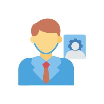 Settings Profile Employee with Cog in Background vector